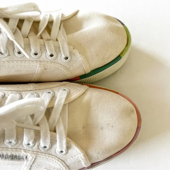 Superga Pastel Colorblock Platform Sneakers Canvas Women’s Size 39.5‎ EU 8.5 Uni - Picture 6 of 12